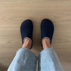 Haflinger navy wool clogs